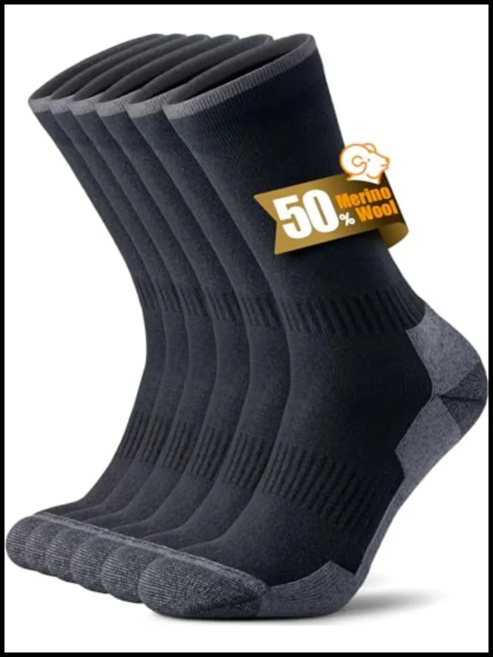 Merino Wool Hiking Socks 3-Pack Seamless Toe Terry Cushioned Men Women
